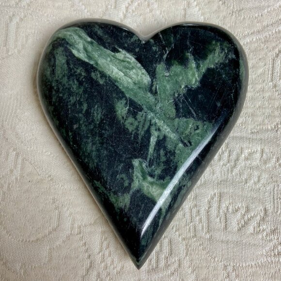 Vintage Alabaster Carved Heart "Love" - Picture 2 of 6